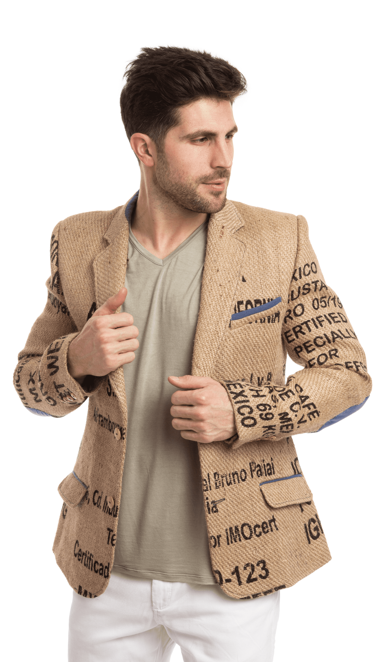 Einmaliges Sakko für Herren aus Kaffeesäcken von THE COFFEE JACKET®