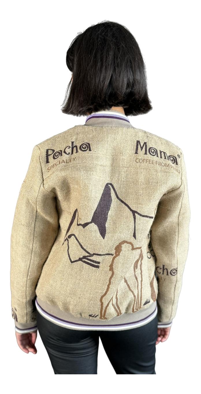 One-off outerwear out of rare Peruvian coffee sacks  from a German THE COFFEE JACKET® brand