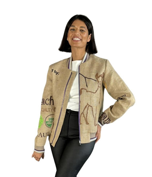 Eco-fashion out of upcycled Peruvian burlap coffee sacks from German sustainable clothing brand THE COFFEE JACKET®
